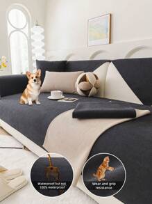 1 Pezzo Cuscino Impermeabile per Divano Universale per tutte le stagioni, Copridivano Stile Moderno Minimalista, Protettore per Divano Anti Graffio amico degli Animali, Lavabile in lavatrice adatto per divani a combinazione L e divani da 1/2/3/4 posti (venduti separatamente) - nero - Visualizzare 1