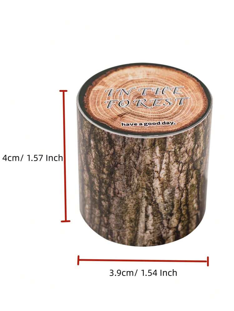 40mm*2m Wood Grain Theme Washi Tape, Forest Series Tree Bark & Tree Ring Pattern Decorative Tape For Journal & Diary Decoration - Multicolor - View 11