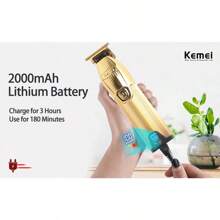 Kemei KM-I32S I32 Electric Rechargeable Hair Clipper Fast Charging And Long Time Using Professional Salon Trimmer Barbier Hot - Gold - View 6