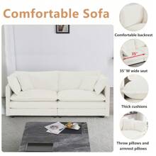 Luxury Loveseat Sofa Couch, 76" Modern Chenille Deep 2-Seater Cloud Couch With 2 Armrest Pillows And 2 Toss Pillows, Love Seat For Living Room Bedroom Office Apartment - 米色 - 查看 4