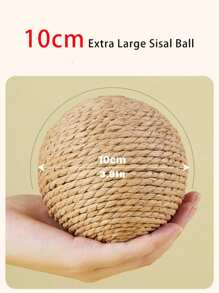 Bola grande de sisal para rascar gatos (interactiva, con sonido), juguete duradero para mascotas para morder, raspar, pulir dientes y entretenerse, adecuado para que los gatos persigan, muerdan y rasquen - Multicolor - Ver 3