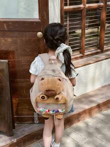 Creative Kids Plush Backpack, Kindergarten Mini Schoolbag, Cartoon Double-Shoulder Bag - A - View 5