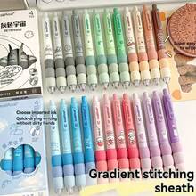 凝膠圆珠笔，卡通可愛凝膠笔，美學伸縮筆柔軟抓握笔，0.5mm黑色墨水粉彩笔，可愛文具笔辦公室學校筆用品 - 粉色 - 查看 6