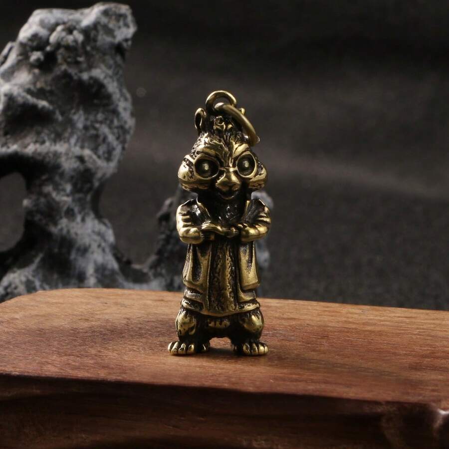 黃銅貂鼠車鑰匙扣項鍊，黃銅西蒙個性化創意禮物項鍊，男女適用 - 彩色 - 查看 1