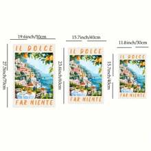 Set Of 2 La Dolce Vita Sicily Italy Watercolor Canvas Prints, Italian Quote Wall Art, Amalfi Coast Travel Posters, Unframed - Multicolor - View 6