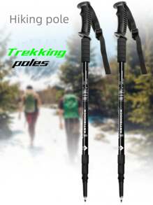 Un bastón de senderismo con mango recto, bastón de senderismo al aire libre, diseño retráctil plegable multiusos ultra ligero, adecuado para hombres, mujeres, personas mayores, senderismo, escalada, que hace que la exploración sea talla grande fácil, adecuado para altura de 150 cm a 195 cm