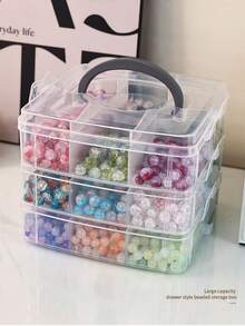 1pc 3-Tier 18-Grid Transparent Adjustable Stackable Compartment Slot Plastic Storage Box For Organizing Toys, Jewelry, And Accessories - Clear - View 9