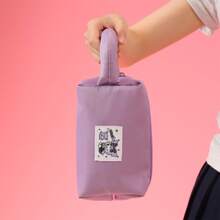 Miniso Bolsa de cosméticos cuadrada con el personaje Kuromi de Sanrio, bolso portátil de estilo bohemio con diseño de anime y dibujos animados para maquillaje, bolsa de aseo y almacenamiento - Rosa - Ver 9