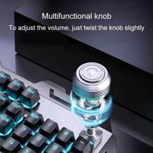 EWEADN GX810 Wired Keyboard, Mechanical Feel E-Sports Gaming Typing Computer Office Universal, Plug And Play Wired USB Gaming Keyboard With Adjustable Bracket, Multi-Function Knob Optical Keyboard Suitable For Windows System - Black - Blue Backlight, Keyboard With Multimedia Keys And Number Keys - Black - View 4