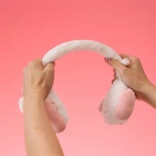 Miniso Sanrio角色肉桂狗軟毛絨熱身耳罩，冬季戶外保暖耳罩，禮物 - 白色 - 查看 6