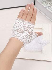 Zhenyanyouyun 1 Pair Women Lace Half Finger Gloves, Short Fingerless Sun Protection Gloves For Driving, Summer Lightweight Style - Various - View 18