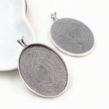 4pcs Pendant Blank Base Setting Fits 30x40mm Oval Cabochon Bezel Tray DIY Jewelry Making Accessories - 30x40mm - View 6