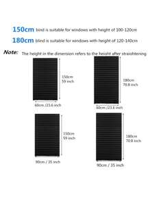 ستارة مطوية باللون الأسود بالحلقات من دون حفر، سهلة القص والتركيب، غطاء نافذة مؤقت للظل، ورقة سادة أسود للتقليل من الضوء المناسبة لغرفة النوم وغرفة المعيشة والمكتب والحمام، حجم الستارة السوداء والرمادية هو ٩٠سم * ١٨٠سم و٦٠سم * ١٥٠سم (ستارة مؤقتة واحدة للتحكم في الضوء)