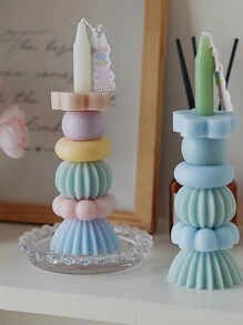 1 pieza Vela aromática apilable geométrica de alegría, adecuada para decoración del hogar, fiestas, decoración de mesa, regalo de festivales, cena, fiesta, relajación/meditación, iluminación ambiental, decoración de habitaciones, regalos