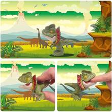 6 piezas de juguetes coleccionables de dinosaurios mordedores para exhibición, juego y figuras snap-on. Nuevo y creativo títere de mano de animal de dinosaurio para niños. - Multicolor - Ver 7
