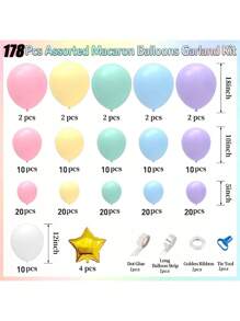 60/178 件粉色气球花环套装，马卡龙彩虹气球拱门套装，适用于淋浴生日婚礼派对背景装饰，圣诞节