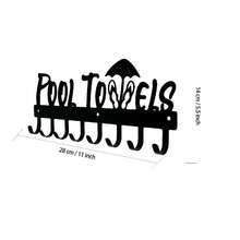 1入組附8掛鉤泳池毛巾架，戶外或浴室掛毛巾架，可用於掛浴袍、毛巾、衣物-完美的泳池區外標和裝飾(黑色) - 黑色 - 查看 6