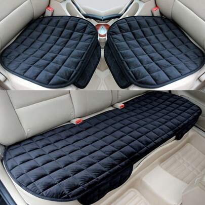 Car Seat Cover Bottom Seat Cover For Cars, Luxury All Season Plush Automotive Seat Cushion Covers Front And Rear Auto Comfortable Protector Cover For Vehicle SUV Cars, Non-Slip Rubber Bottom With Storage Pockets,Car Accessories