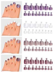 120片/盒 漂亮猫眼脚趾甲贴片 闪光星形脚趾甲 方形假脚趾甲贴片 美甲用品 - 彩色 - 查看 3