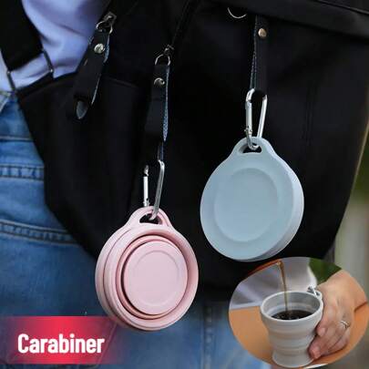 1pc Outdoor Silicone Folding Cup With Hanging Buckle, 6.09oz Creative Portable Telescopic Drinking Cup Mouthwash Cup For Travel Outdoor Sports,Foldable Coffee Cup With Buckle And Lid, Silicone Folding Water Cup, Portable Telescopic Cup With Lid, Travel Wash Mouth Cup, Foldable Leak-Proof Portable Sports Travel Water Bottle For Outdoor Hiking Camping