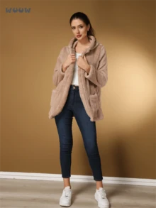 Women Coats - Màu Khaki - Xem 2