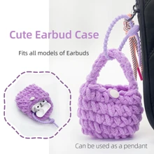 VALUEWIN 可愛耳塞收納盒，AirPods收納盒，耳機袋，耳塞收納盒，耳機EVA收納盒帶有隨機圖案的矽膠扣扣手機配件組織器迷你耳塞袋，可用於無線耳機，藍牙耳機 - 彩色 - 查看 1