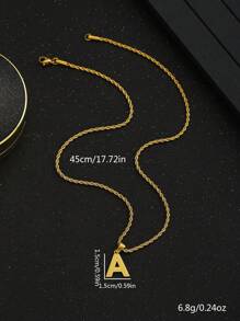 1入時尚潮流字母首飾扭曲鍊項鍊，適用於兒童男孩女孩街頭珠寶，適合生日禮物 - 金黃色 - 查看 5
