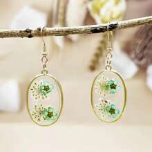 Bông Tai Phong Cách Bohemian Thủ Công, 1 Đôi, Hoa Khô Tòn Ten, Phụ Kiện Trang Sức Hoa Tự Nhiên Cho Nữ, Trang Sức Phong Cách Kỳ Nghỉ - bông tai - Xem 18