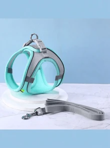 1入犬用背心式牽繩中小型犬種，如柯基、法國鬥牛犬和柴犬，可調整胸部和背部帶式犬用項圈