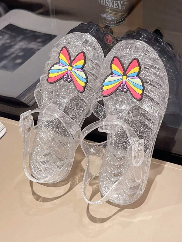 Chaussures En Gelée Pour Enfants Avec Décoration De Papillon, Conception Creuse, Sandales Mignonnes Pour Enfants Pour Un Usage Quotidien, Été