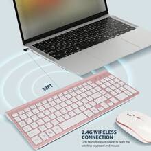 JOMAA 人体工学 2.4G 无线键盘鼠标套装 1600 DPI 无噪音点击设计 无线键盘鼠标组合 适用于笔记本电脑/台式机 - 罗斯金 - 玫瑰金 - 查看 5