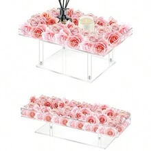1 Set Aufgerüstetes Dessert-Präsentationsregal-Kit, 3 mm klare rechteckige Acrylablage für Cupcakes, Gebäck & Süßigkeiten Selbstbedienungstheke - Verbesserte Version transparent - Übersicht 4