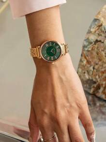 Anne Klein Women's Watch Rose Gold-Tone Bracelet Beauty Green Dial Ladies Watch Elegant Casual Dress Business Watch Gift For Women Wife Girlfriend Valentine's Day AK/2158GNRG - Green - View 4