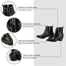 WEIDE Botines de Mujer  Botas Dama Zapatos Moda  Para Mujer Cómodo Único - Negro - Ver 6