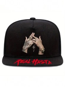 1入組嘻哈手勢印花中性街頭棒球帽，可調節的運動帽