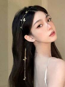 topshiny Fashionable Rhinestone Butterfly & Tassel Hairband, Luxurious Headwear With Unique Design, Hair Accessory For Women,Hairband,Hair Hoop Headbands - Multicolor - View 5