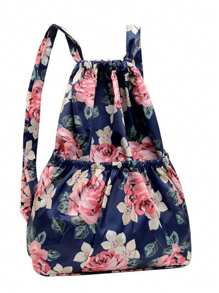 Mochila de nailon con cordón con gran capacidad y diseño simple, adecuada para viajes, fitness y deportes