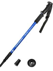 Un bastón de senderismo con mango recto, bastón de senderismo al aire libre, diseño retráctil plegable multiusos ultra ligero, adecuado para hombres, mujeres, personas mayores, senderismo, escalada, que hace que la exploración sea talla grande fácil, adecuado para altura de 150 cm a 195 cm