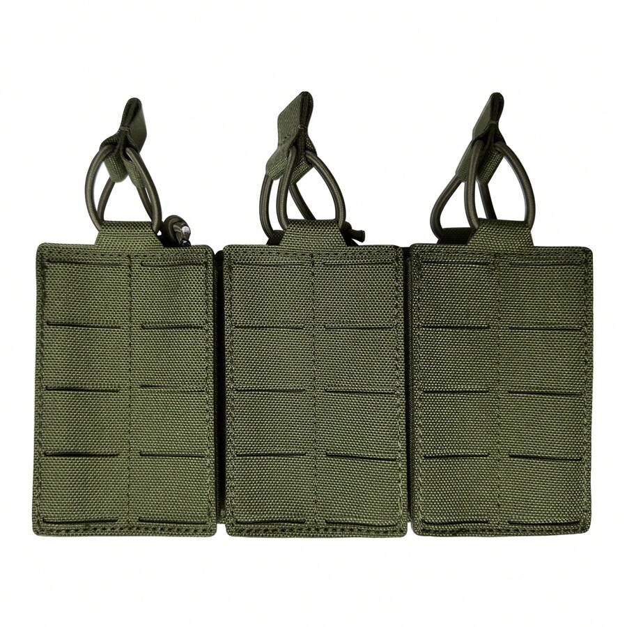 Molle Mag Pouch Tactical Triple Mag Pouch Laser Cutting Open-Top Mag Pouch With Adjustable Bungee Straps Easy Carry And Use For Games - Army Green - View 1