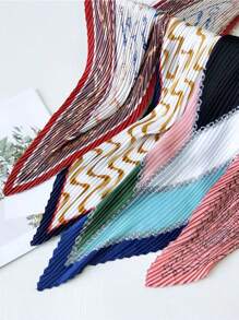 1 pieza Pañuelo de seda con estampado de estilo pañuelo para mujer, para primavera, multifuncional para atar en el cuello, muñeca o cabeza, apto para uso diario en invierno y otoño - Beis - Ver 2