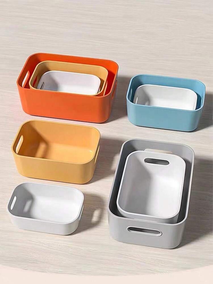 3/5/10 piezas por set Caja de almacenamiento de cosméticos, caja de almacenamiento de artículos varios para escritorio, caja de almacenamiento de refrigerios para escritorio, caja de almacenamiento de lápiz labial, caja de almacenamiento de cocina, caja de cuidado de la piel de plástico, artículos para el hogar, artículos para el hogar, almacenamiento de ropa, se puede seleccionar una variedad de combinaciones - Multicolor - Añade 8