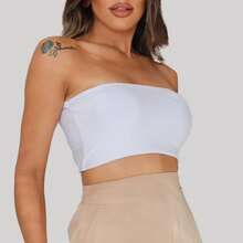 Top Feminino Faixa Tomara Que Caia Cropped Com Bojo Fashion Cropped Tomara Que Caia Top Faixa Suplex Forro Duplo Moda Gringa Blogueira com bojo