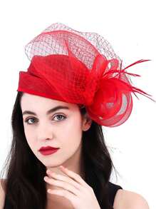 HIMESPORT Bridal Wedding Sinamay Fascinators Hats For Woman Ladies Cocktail  Tea Party Dress Hat With Veil Headdress Elegant Kentucky Derby Cap - Solid Color - View 14