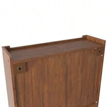 24.8"Glass Door Vintage Double Door Wall Cabinet With Three Tiers Of Storage With Towel Rack, For Bathroom, Kitchen,Dining Room,Brown