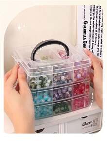 1pc 3-Tier 18-Grid Transparent Adjustable Stackable Compartment Slot Plastic Storage Box For Organizing Toys, Jewelry, And Accessories - Clear - View 6