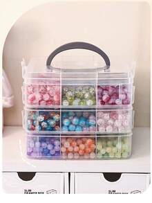 1pc 3-Tier 18-Grid Transparent Adjustable Stackable Compartment Slot Plastic Storage Box For Organizing Toys, Jewelry, And Accessories - Clear - View 4