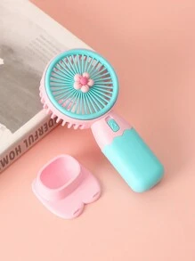 AOYI 1入組電池供電手持便攜式迷你風扇，卡通花朵設計，附帶USB充電線 - 彩色 - 查看 11