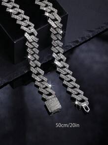 1入組嘻哈時尚冰晶15.5mm項鍊和手鍊，男女適用，時尚，適合男士作為禮物 - 5331FG - 查看 15
