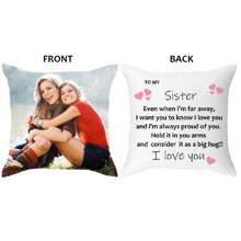 1pc Personalized To My Sister/Brother Pillow With Photo, Custom Pillow With Photo & Text Gift For Best Friends, Double Sided Printed Peach Skin Pillowcase Short Plush Soft Custom, Unique, Personalized Ideal Gifts For Him Her, Boyfriend, Girlfriend, Dad, Mom, Family, Friends, Pets For Anniversaries, For Valentine's Day, For Birthdays, For Mother's Day, For Children's Day - Multicolor - View 7