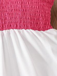 Tween Girls' Sleeveless Colorblock Casual Mini Dress, Suitable For Summer Holiday - Pink - View 5